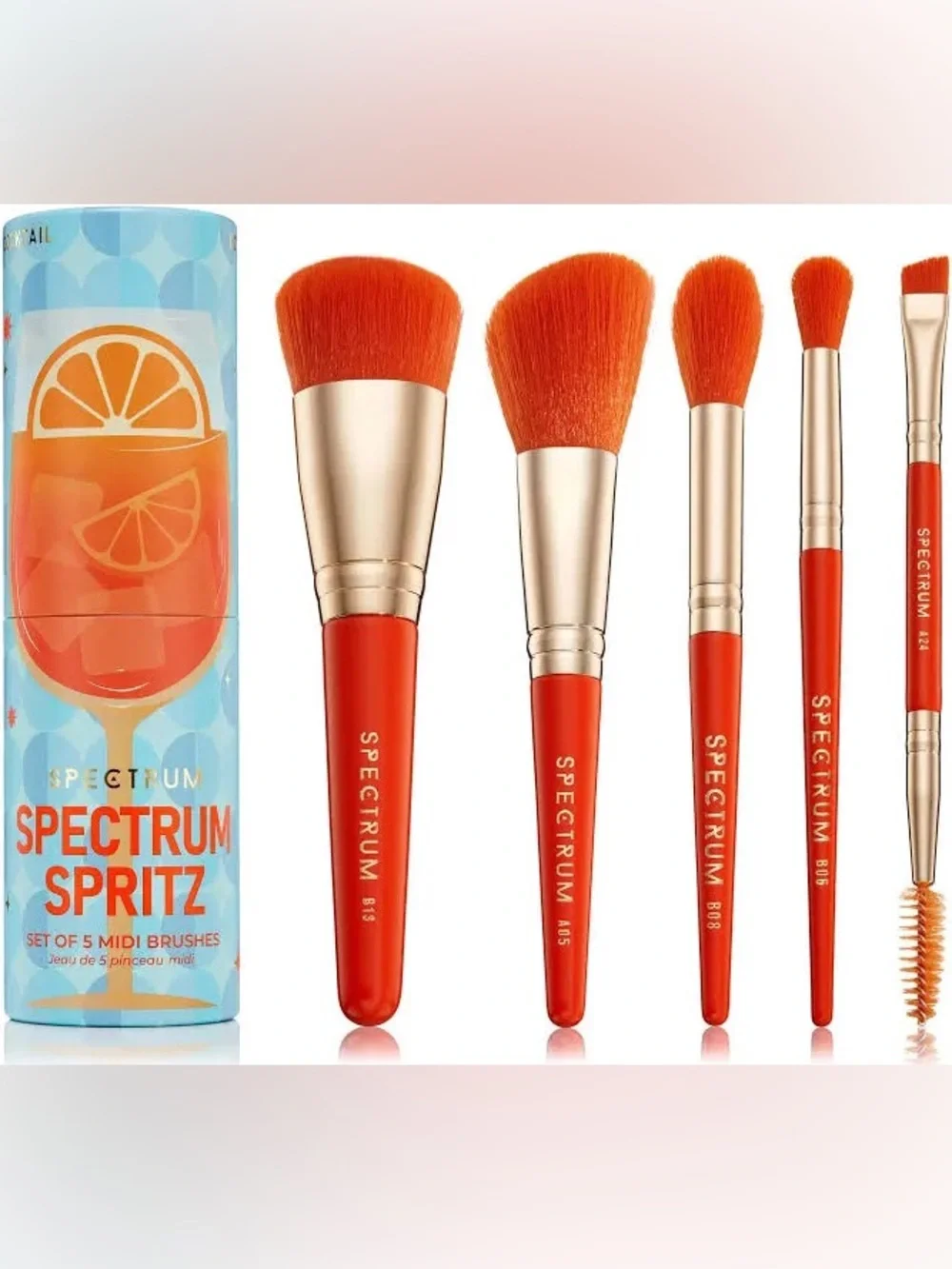 Spritz 5-Piece Orange Makeup Brush Set